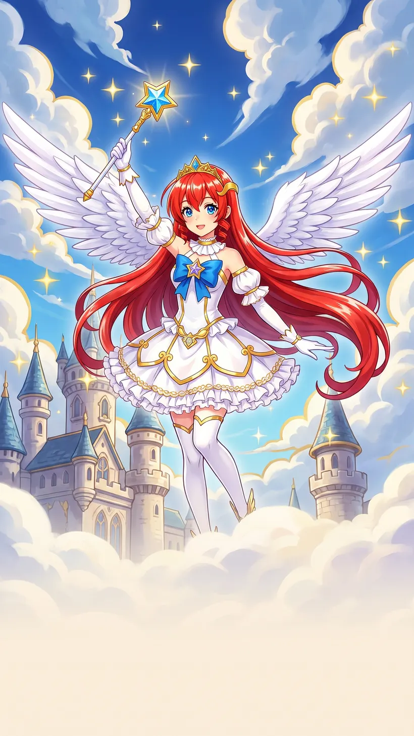 Starlight Princess flying over the castle (art in the game's style)